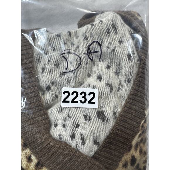 J.McLaughlin Cashmere Leopard Print Cardigan XS Brown Tan Animal Pattern - Picture 10 of 12